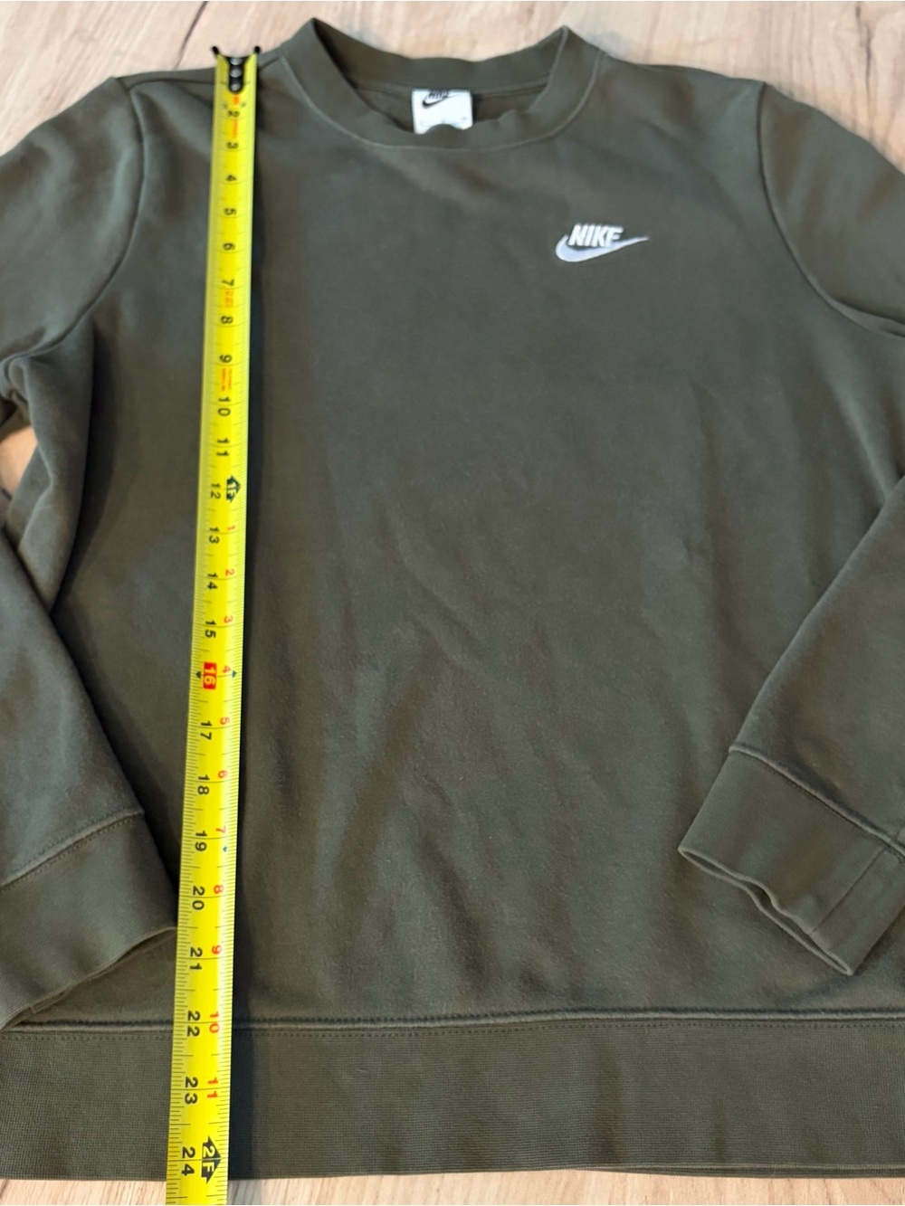 NIKE SPORTSWEAR CLUB FLEECE CREWNECK SWEATSHIRT OLIVE GREEN SIZE SMALL - Picture 3 of 6